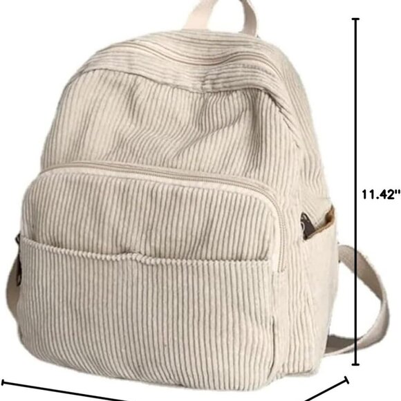 Mini Corduroy Backpack Purse for Women Small Casual Travel Organizer - Picture 10 of 10